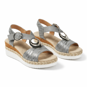Women’s Metallic Wedge Sandals Comfortable Summer Shoes with Ankle Strap