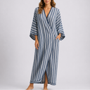 Elegant Mediterranean Striped Long Kaftan Dress