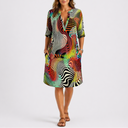 Women’s Abstract Print Midi Dress – Lightweight Fabric