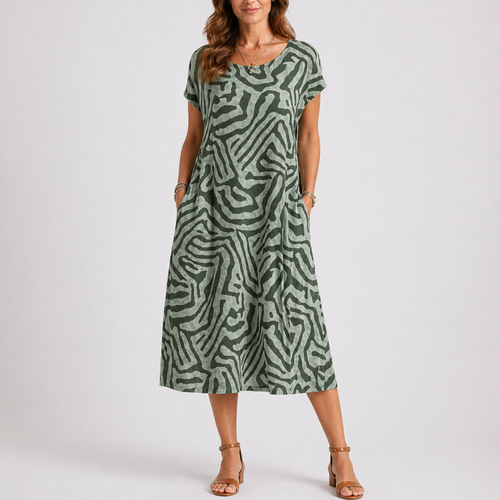 Women’s Casual Round Neck Midi Summer Dress