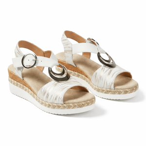 Women’s Metallic Wedge Sandals Comfortable Summer Shoes with Ankle Strap