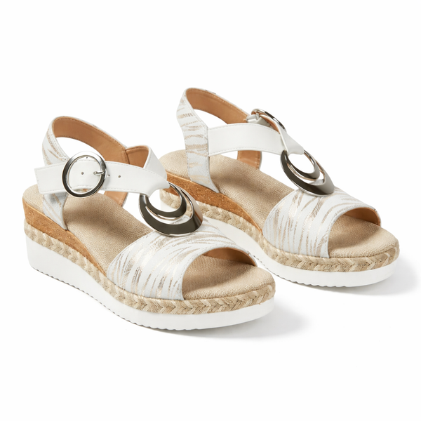 Women’s Metallic Wedge Sandals Comfortable Summer Shoes with Ankle Strap