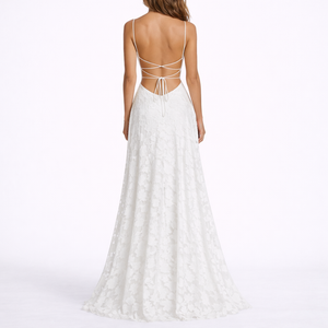 Maxi Dress with Open Back & Floral Texture