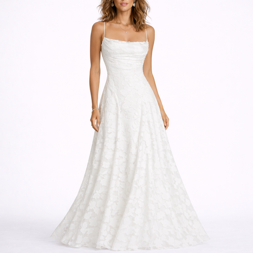 Maxi Dress with Open Back & Floral Texture