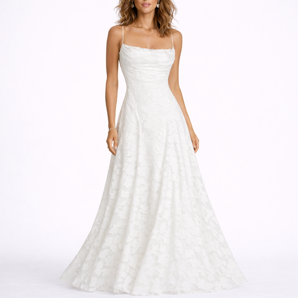 Maxi Dress with Open Back & Floral Texture