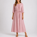 Women’s Summer Midi Dress with Tie Waist and Button Detail