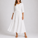Women’s Summer Midi Dress with Tie Waist and Button Detail