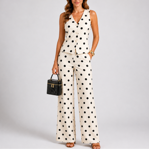 Women’s Summer Two Piece Set – Polka Dot