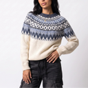 Women’s Fair Isle Knit Jumper - Nordic Pattern in Ivory