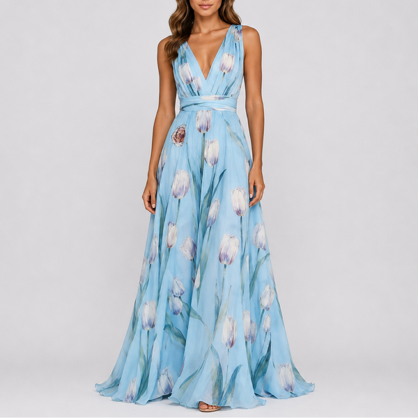 Women’s Elegant Floral Evening Maxi Dress