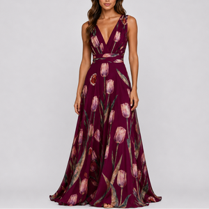 Women’s Elegant Floral Evening Maxi Dress