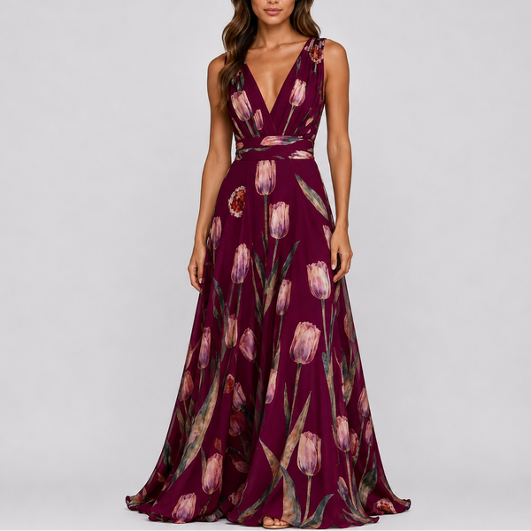 Women’s Elegant Floral Evening Maxi Dress