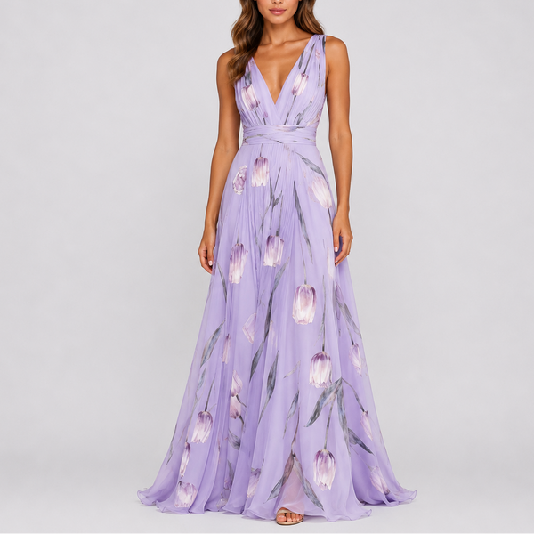 Women’s Elegant Floral Evening Maxi Dress