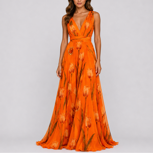 Women’s Elegant Floral Evening Maxi Dress