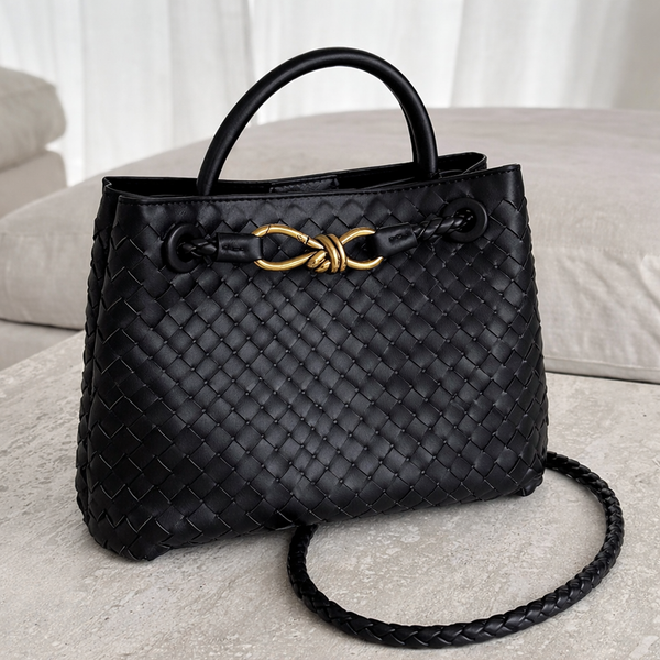 Woven Luxury Tote Bag – Soft Vegan Leather Everyday Shoulder Bag